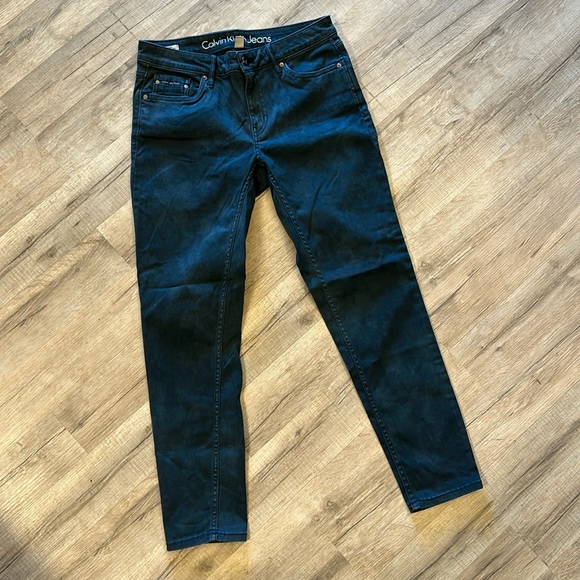 Dark Green Wash Calvin Klein Skinny Jeans NWOT - Picture 2 of 6